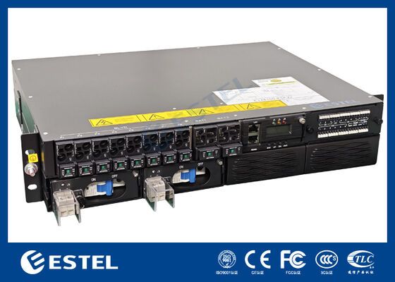 ET48100P5E22 Система распределения постоянного тока для телекоммуникационных сетей, установленная на стойке, с 8 выходами питания, 2 входами батареи и интегрированным мониторингом