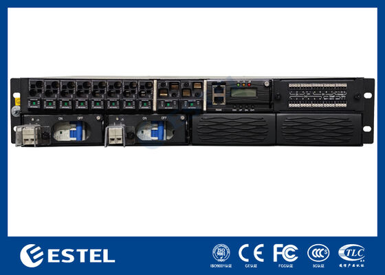 ET48100-P5E22 Система распределения постоянного тока для телекоммуникационных сетей, установленная на стойке, с 8 выходами питания, 2 входами батареи и интегрированным мониторингом